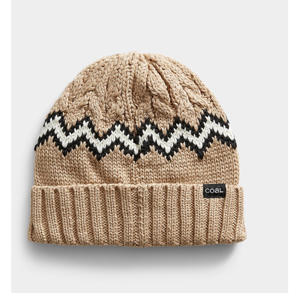 Coal brown cable knit Meadows herringbone chunky tuque hat beanie NWT